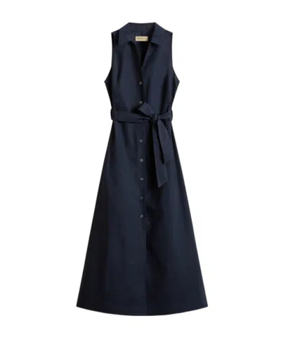 Woolrich Sleeveless Poplin Shirt Dress In Blue