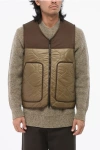 Woolrich Sleeveless Quilted Two-tone Jacket In Brown