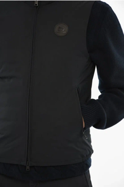 Woolrich Sleeveless Sailing Solid Color Down Jacket In Black