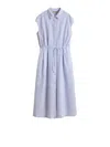 Woolrich Sleeveless Shirt Dress With Drawstring Waist In Blue
