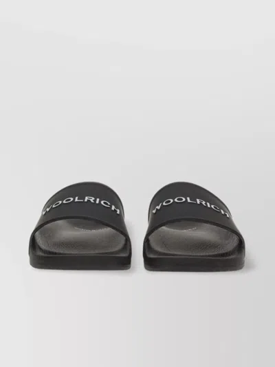 Woolrich Slide Sandal With Flat Sole And Open Toe Logo In Gray