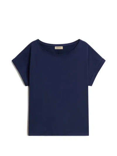 Woolrich Slub-cotton Boat-neck T-shirt In Blue