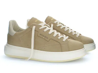 Woolrich Leather Platform Sneakers In Gold