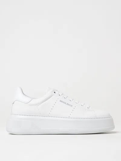 Woolrich Perforated Leather Platform Sneakers In White