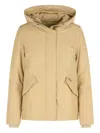 Woolrich Soft Cotton-polyamide Blend Beige Jacket With Hood In Brown