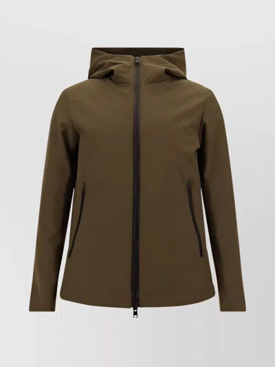 WOOLRICH SOFT HOODED JACKET ZIPPER POCKETS