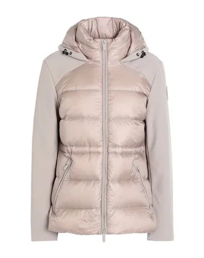 Woolrich Soft Shell Down Quilted Hybrid Woman Puffer Taupe Size M Polyester, Elastane In Grey
