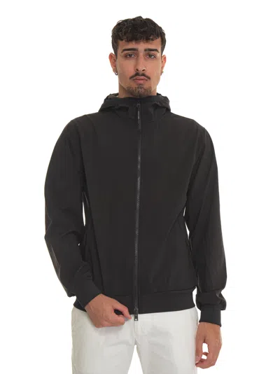 Woolrich Soft Shell Full Zip Hoodie Jacket In Black