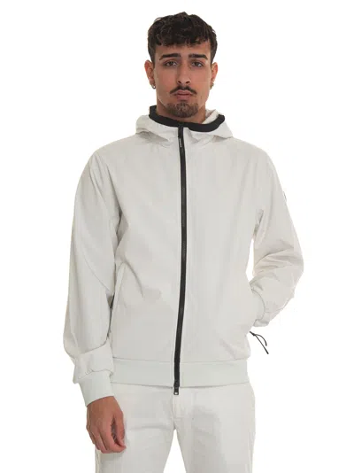 Woolrich Soft Shell Full Zip Hoodie Jacket In White