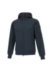 Woolrich Softshell Zip-up Hooded Jacket In Blue