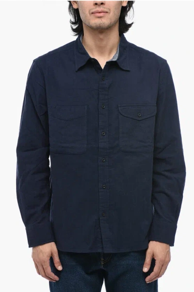Woolrich Solid Chamois Shirt In Blue