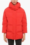 WOOLRICH SOLID COLOR AURORA DOWN JACKET WITH SNAP BUTTONS AND REMOVAB