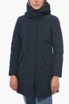 Woolrich Solid Color Down Jacket With Removable Inner In Blue