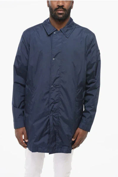 Woolrich Solid Color Jacket With Zip Closure In Blue