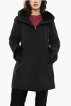 Woolrich Solid Color Luxury Down Jacket With Hidden Closure In Black