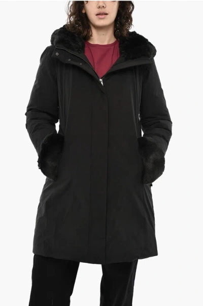 WOOLRICH SOLID COLOR LUXURY DOWN JACKET WITH HIDDEN CLOSURE