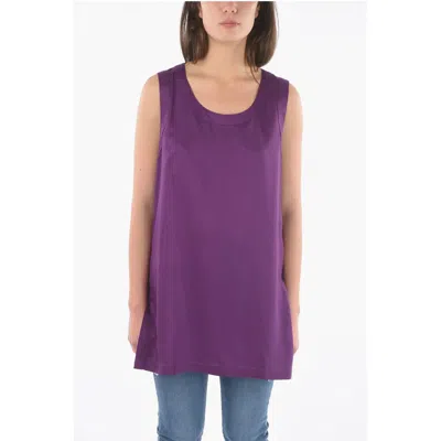 Woolrich Solid Color Maxi Top With Side Splits In Purple