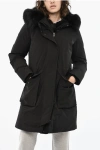 Woolrich Solid Color Military Down Jacket With Maxi Pockets In Black