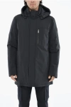 Woolrich Solid Color Mountain Down Jacket With Removable Hood In Black