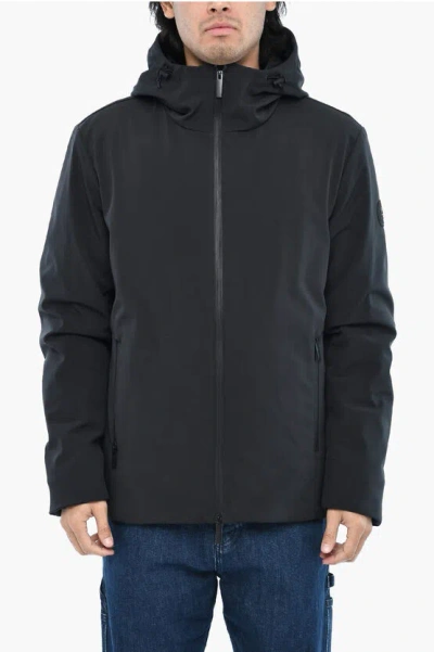 Woolrich Solid Color Pacific Down Jacket With Ton On Ton Side Logo In Black