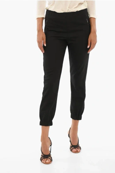 Woolrich Solid Color Pants With Drawstring Waist In Black
