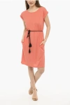 Woolrich Solid Color Tee Dress With Drawstring