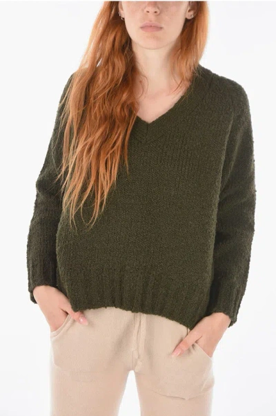 Woolrich Solid Color V-neck Sweater In Green