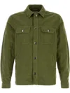 Woolrich Denim Jacket With Chest Pockets And Collar In Green
