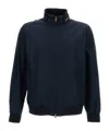 Woolrich High Collar Blue Bomber Jacket With Two-way Zip Closure In Blue
