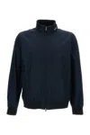 Woolrich High Collar Blue Bomber Jacket With Two-way Zip Closure In Blue