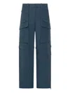 Woolrich Steel Blue Trousers With Concealed Fastening And Zip Pockets In Blue