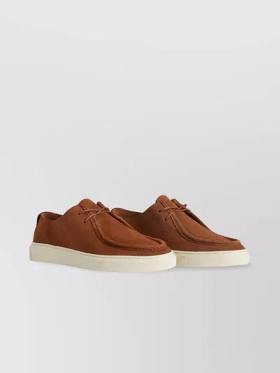 Woolrich Stitched Suede Low-profile Sneakers In Brown