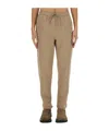 Woolrich Ankle Length Straight Leg Pants With Elastic Waistband In Brown