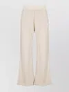 Woolrich Straight Leg Cotton Trousers With Elastic Waistband In Neutral