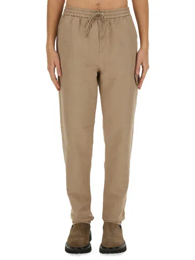 Woolrich Ankle Length Straight Leg Pants With Elastic Waistband In Beige