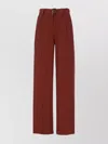 Woolrich Straight Linen And Viscose Trousers In Brown