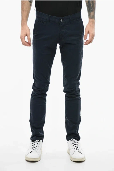 Woolrich Stretch Cotton Chino Trousers With Slim Fit In Blue