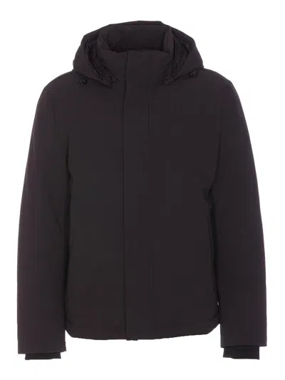 Woolrich Padded Detachable Hooded Jacket In Black