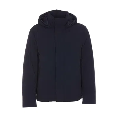 Woolrich High Neck Heavy Stretch Jacket In Blue