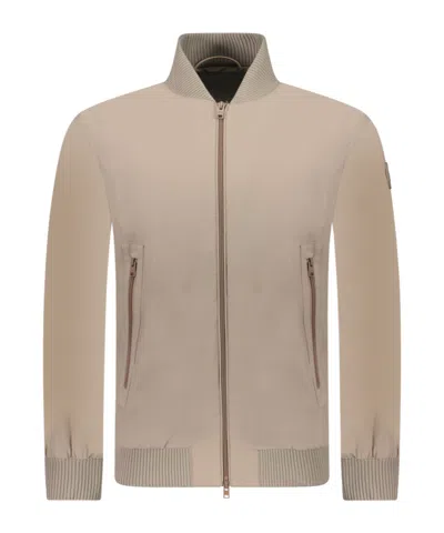 Woolrich Stretch Matt Finish Nylon Bomber Jacket In Nude