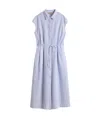 Woolrich Button-down Midi Dress With Fitted Waist And Flowing Skirt In Blue