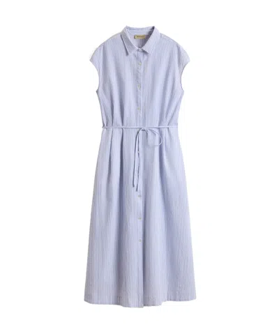 WOOLRICH WOOLRICH PINSTRIPED TIE-WAISTED LONG SHIRT DRESS