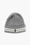 Woolrich Stripe Detailed Wool Beanie In Gray