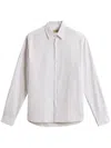 Woolrich Linen And Cotton Shirt With Vertical Stripes In White