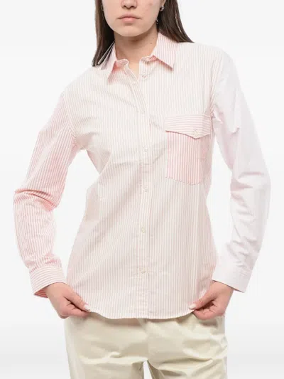 Woolrich Striped Chest-pocket Cotton Shirt In Pink