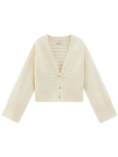 Woolrich Striped Cotton Cardigan In White