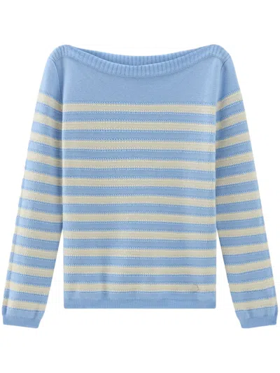 Woolrich Striped Cotton Jumper In Blue