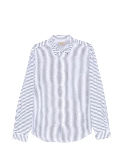 Woolrich Striped Cotton-linen Long-sleeve Button-down Shirt In Multi
