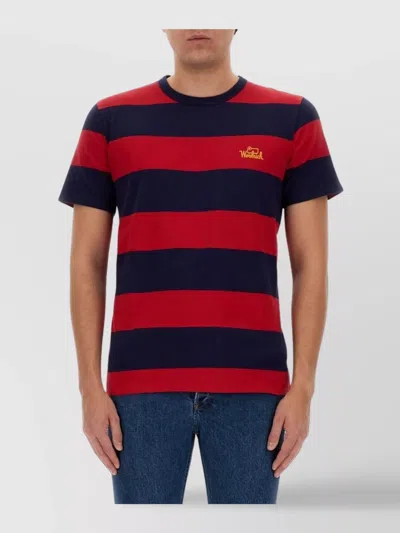 Woolrich Striped Crew Neck Short Sleeve T-shirt In Multicolour