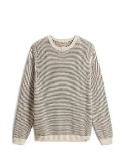 Woolrich Striped Crew-neck Sweater In Neutral
